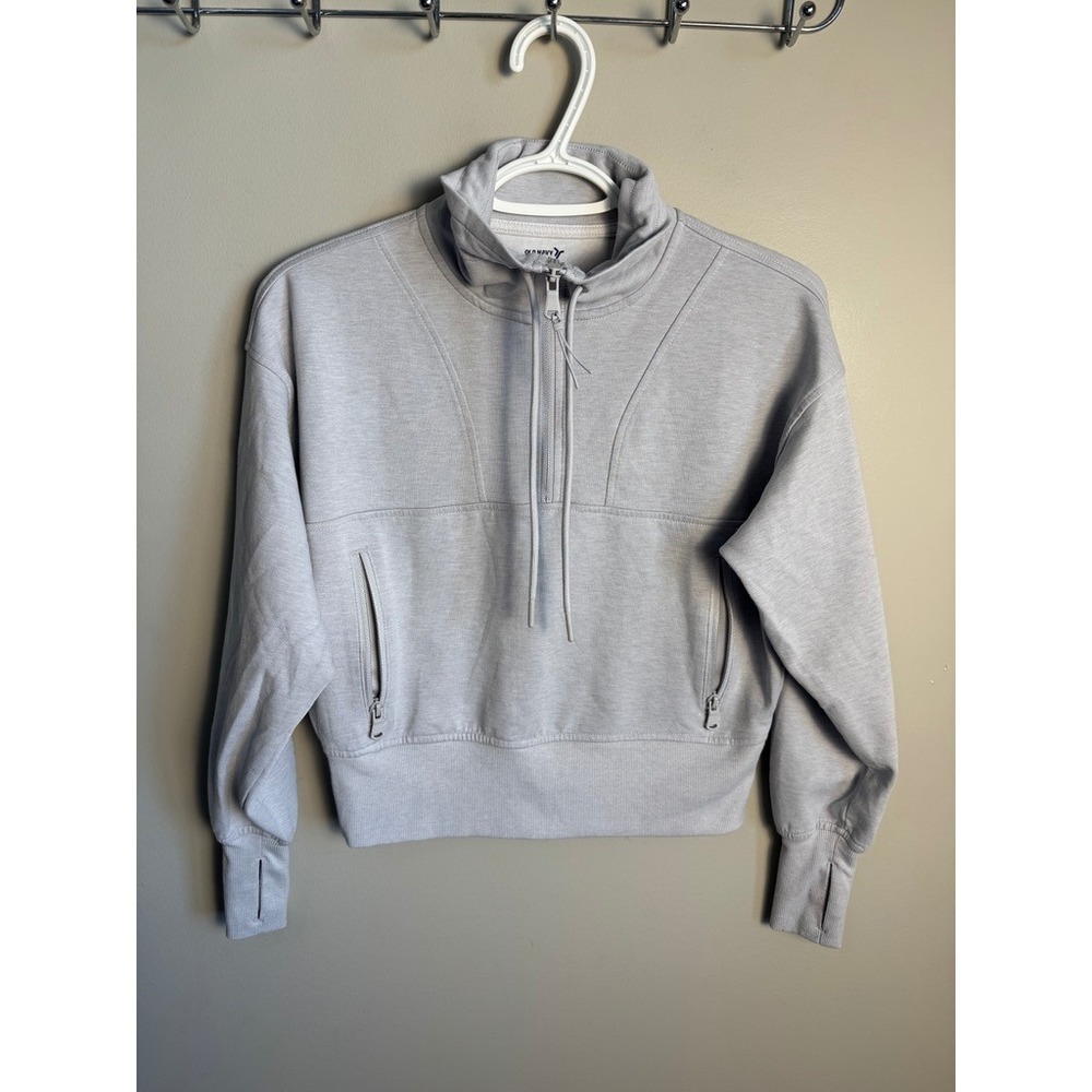 Old Navy Womens Gray Dynamic Fleece Quarter Zip Pullover XSP Athleisure Sporty